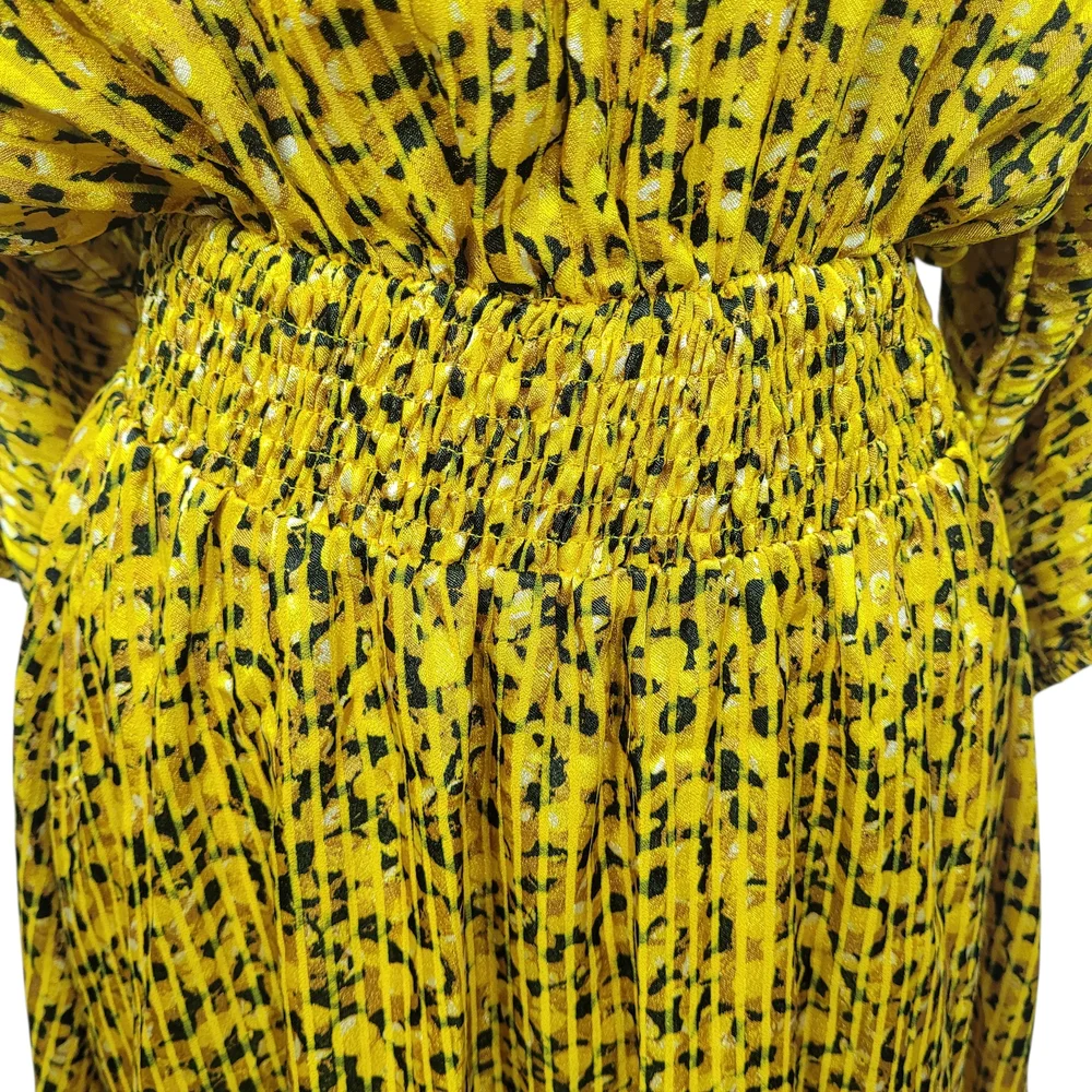 NWT Anthropologie Marigold Yellow Boho Midi Dress XS Smocked Waist - Picture 4 of 11